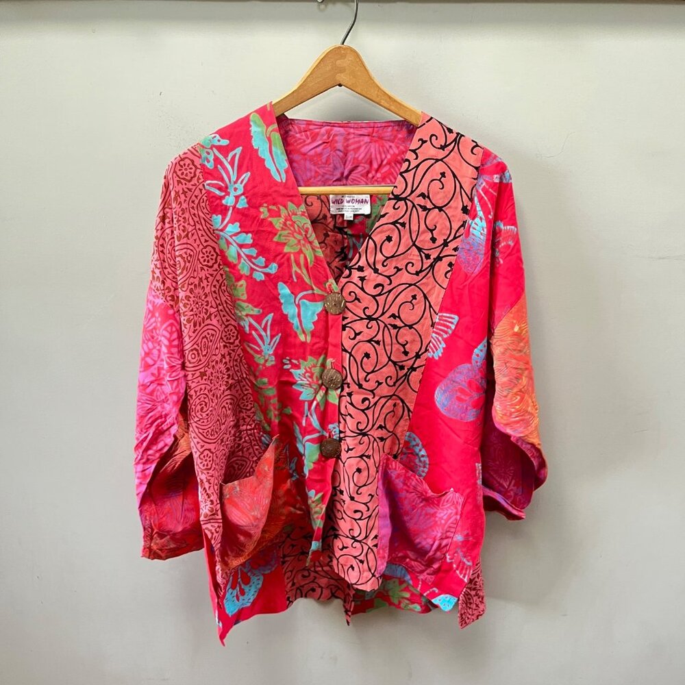 Wildthing Wild Woman Multicolor‎ Button-Up Boho Jacket S/M 100%